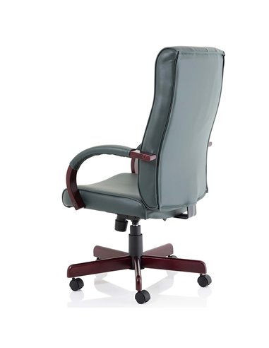 Dynamic Chesterfield Executive Office Chair Green Leather With Arms EX000006