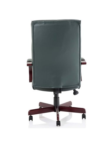 Dynamic Chesterfield Executive Office Chair Green Leather With Arms EX000006