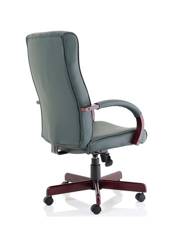 Dynamic Chesterfield Executive Office Chair Green Leather With Arms EX000006