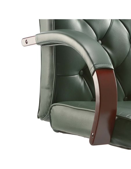 Dynamic Chesterfield Executive Office Chair Green Leather With Arms EX000006 - pic 81198 | FastDaddyshop