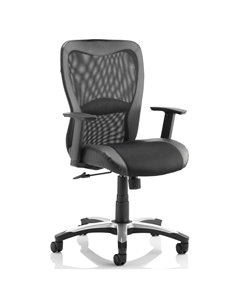 Dynamic Victor II Executive Office Chair Black Leather Black Mesh With Arms EX000075