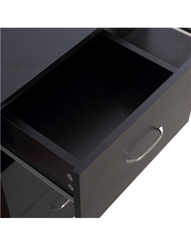HOMCOM Modern Style Computer Desk Writing PC Table Workstation Laptop Study Stationery Cupboard w/ 3 Shelf & Drawers - Black 120