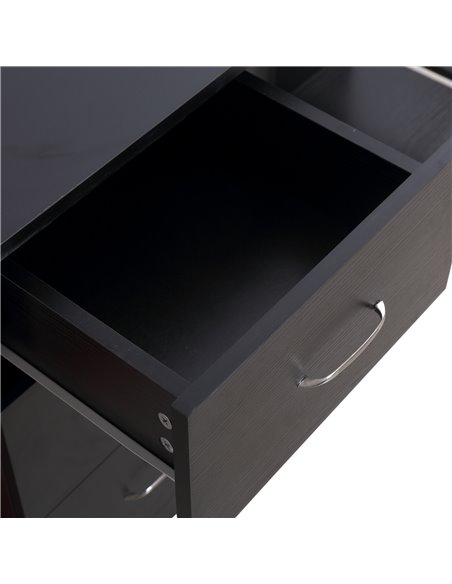 HOMCOM Modern Style Computer Desk Writing PC Table Workstation Laptop Study Stationery Cupboard w/ 3 Shelf & Drawers - Black 120 - pic 8123 | FastDaddyshop