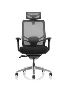 Dynamic Ergo Click Posture Office Chair Black Fabric Seat Black Mesh Back with Headrest KC0296 2