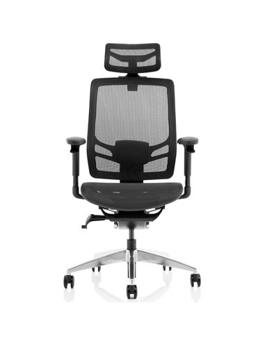 Dynamic Ergo Click Posture Office Chair Black Mesh Seat Black Mesh Back with Headrest KC0297