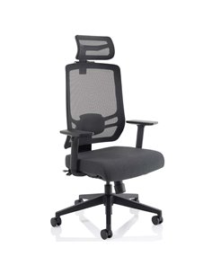 Dynamic Ergo Twist Office Chair Black Fabric Seat Mesh Back with Headrest KC0298