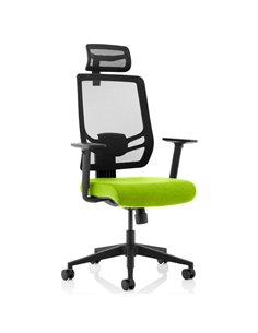 Dynamic Ergo Twist Office Chair Bespoke Fabric Seat Myrrh Green Mesh Back with Headrest KCUP1885
