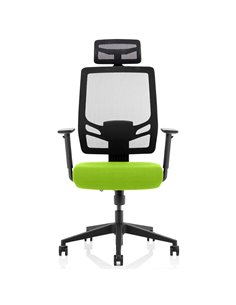 Dynamic Ergo Twist Office Chair Bespoke Fabric Seat Myrrh Green Mesh Back with Headrest KCUP1885 2