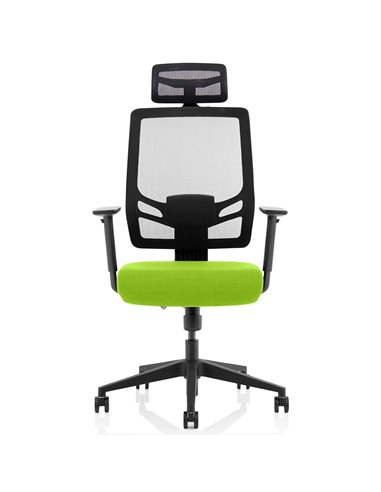 Dynamic Ergo Twist Office Chair Bespoke Fabric Seat Myrrh Green Mesh Back with Headrest KCUP1885