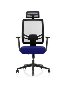 Dynamic Ergo Twist Office Chair Bespoke Fabric Seat Stevia Blue Mesh Back with Headrest KCUP1886 2