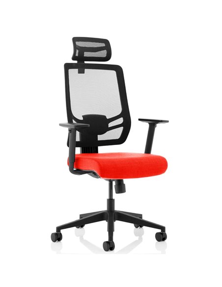 Dynamic Ergo Twist Office Chair Bespoke Fabric Seat Tabasco Orange Mesh Back with Headrest KCUP1887 - pic 81314 | FastDaddyshop