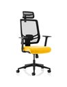 Dynamic Ergo Twist Office Chair Bespoke Fabric Seat Senna Yellow Mesh Back with Headrest KCUP1888