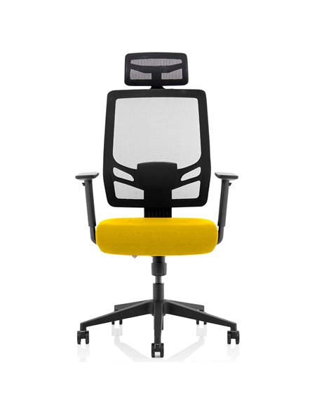 Dynamic Ergo Twist Office Chair Bespoke Fabric Seat Senna Yellow Mesh Back with Headrest KCUP1888 - pic 81317 | FastDaddyshop