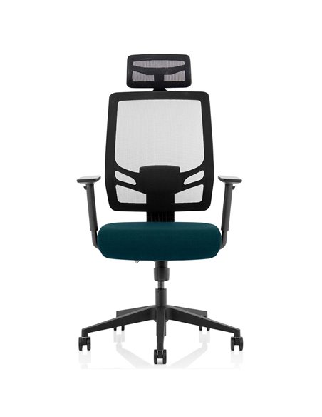 Dynamic Ergo Twist Office Chair Bespoke Fabric Seat Maringa Teal Mesh Back with Headrest KCUP1890 - pic 81321 | FastDaddyshop