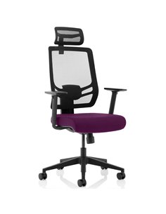 Dynamic Ergo Twist Office Chair Bespoke Fabric Seat Tansy Purple Mesh Back with Headrest KCUP1891