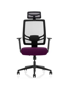 Dynamic Ergo Twist Office Chair Bespoke Fabric Seat Tansy Purple Mesh Back with Headrest KCUP1891 2