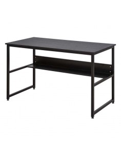 Homcom Computer Desk with Storage Shelf, Adjustable Feet, Metal Frame, Black