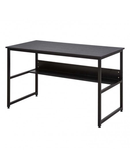 Homcom Computer Desk with Storage Shelf, Adjustable Feet, Metal Frame, Black - pic 8136 | FastDaddyshop