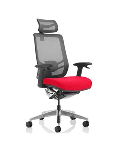Dynamic Ergo Click Posture Office Chair Bespoke Fabric Seat Bergamot Cherry Black Mesh Back with Headrest KCUP1928