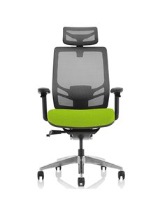 Dynamic Ergo Click Posture Office Chair Bespoke Fabric Seat Myrrh Green Black Mesh Back with Headrest KCUP1929 2