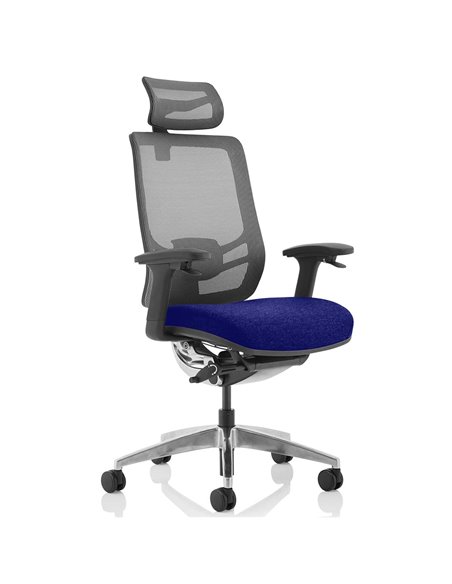 Dynamic Ergo Click Posture Office Chair Bespoke Fabric Seat Stevia Blue Black Mesh Back with Headrest KCUP1930 - pic 81368 | FastDaddyshop