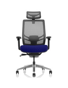 Dynamic Ergo Click Posture Office Chair Bespoke Fabric Seat Stevia Blue Black Mesh Back with Headrest KCUP1930 2