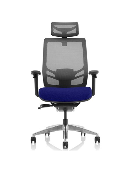 Dynamic Ergo Click Posture Office Chair Bespoke Fabric Seat Stevia Blue Black Mesh Back with Headrest KCUP1930 - pic 81369 | FastDaddyshop