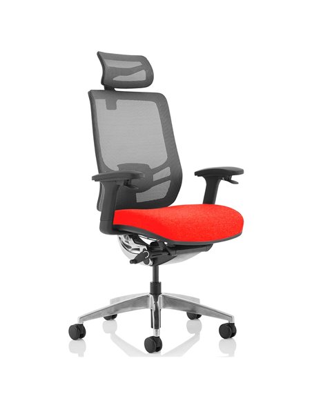 Dynamic Ergo Click Posture Office Chair Bespoke Fabric Seat Tabasco Orange Black Mesh Back with Headrest KCUP1931 - pic 81370 | FastDaddyshop