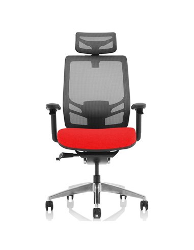 Dynamic Ergo Click Posture Office Chair Bespoke Fabric Seat Tabasco Orange Black Mesh Back with Headrest KCUP1931