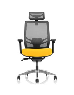 Dynamic Ergo Click Posture Office Chair Bespoke Fabric Seat Senna Yellow Black Mesh Back with Headrest KCUP1932 2