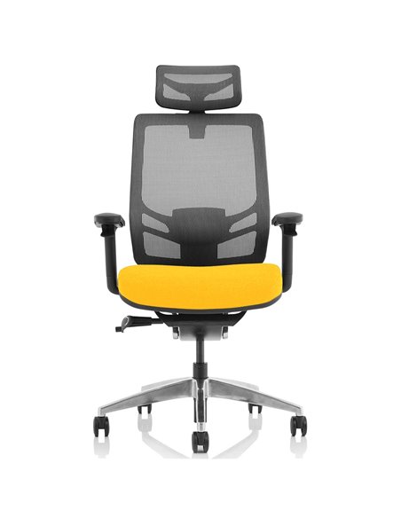 Dynamic Ergo Click Posture Office Chair Bespoke Fabric Seat Senna Yellow Black Mesh Back with Headrest KCUP1932 - pic 81373 | FastDaddyshop