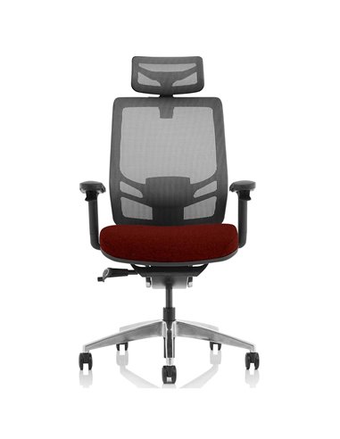 Dynamic Ergo Click Posture Office Chair Bespoke Fabric Seat Ginseng Chilli Black Mesh Back with Headrest KCUP1933