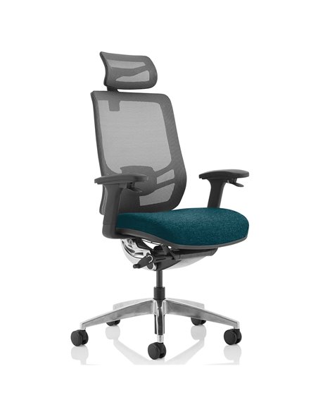 Dynamic Ergo Click Posture Office Chair Bespoke Fabric Seat Maringa Teal Black Mesh Back with Headrest KCUP1934 - pic 81376 | FastDaddyshop