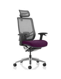 Dynamic Ergo Click Posture Office Chair Bespoke Fabric Seat Tansy Purple Black Mesh Back with Headrest KCUP1935