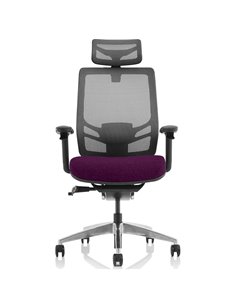 Dynamic Ergo Click Posture Office Chair Bespoke Fabric Seat Tansy Purple Black Mesh Back with Headrest KCUP1935 2