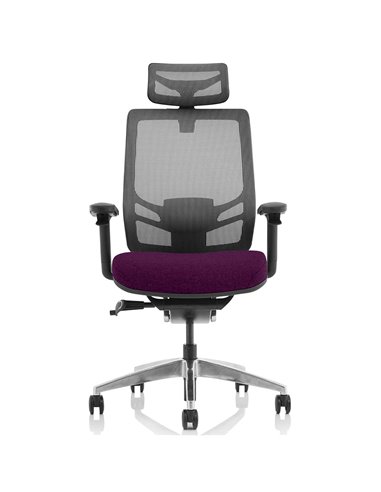 Dynamic Ergo Click Posture Office Chair Bespoke Fabric Seat Tansy Purple Black Mesh Back with Headrest KCUP1935