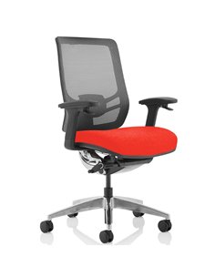 Dynamic Ergo Click Posture Office Chair Bespoke Fabric Seat Tabasco Orange Black Mesh Back KCUP1939