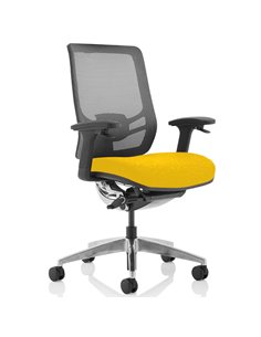 Dynamic Ergo Click Posture Office Chair Bespoke Fabric Seat Senna Yellow Black Mesh Back KCUP1940