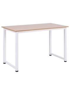 Homcom Computer Desk with Adjustable Feet, Metal Frame, Oak White