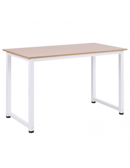 Homcom Computer Desk with Adjustable Feet, Metal Frame, Oak White - pic 8142 | FastDaddyshop
