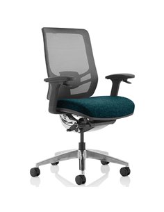 Dynamic Ergo Click Posture Office Chair Bespoke Fabric Seat Maringa Teal Black Mesh Back KCUP1942