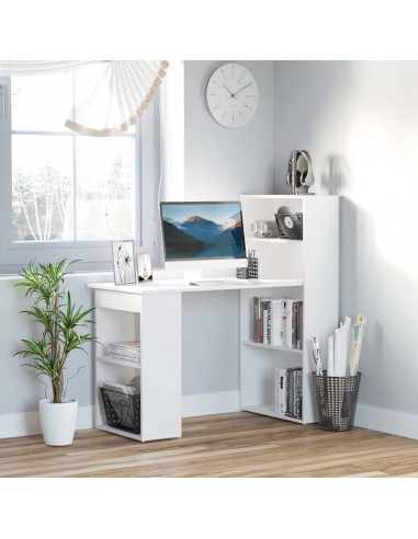 Homcom 120cm Modern Computer Desk with 6 Shelves, White
