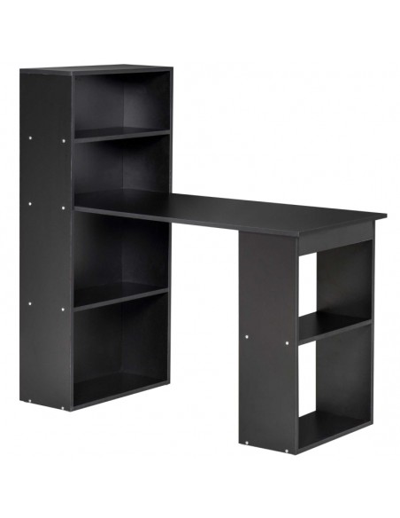 Homcom 120cm Modern Computer Desk with 6 Shelves, Black - pic 8145 | FastDaddyshop