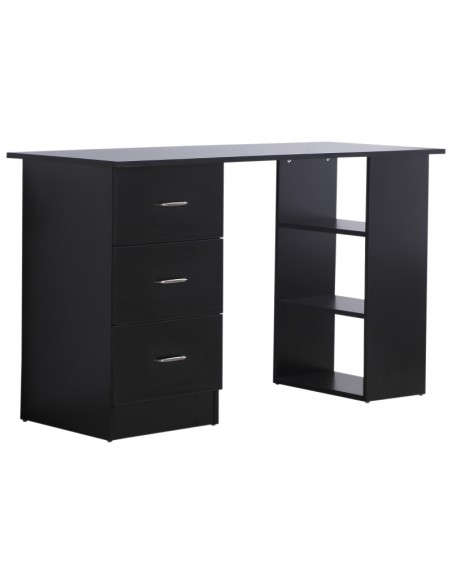 Homcom Computer Desk with 3 Shelf and Drawers, Black - pic 8146 | FastDaddyshop