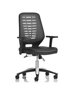 Dynamic Relay Task Operator Chair Leather Seat Silver Back With Height Adjustable Arms KC0444