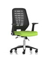 Dynamic Relay Task Operator Chair Bespoke Colour Black Back Myrrh Green With Folding Arms KCUP0506