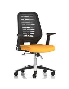 Dynamic Relay Task Operator Chair Bespoke Colour Black Back Senna Yellow With Folding Arms KCUP0509