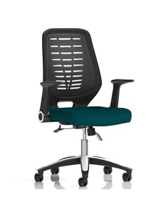 Dynamic Relay Task Operator Chair Bespoke Colour Black Back Maringa Teal With Folding Arms KCUP0511