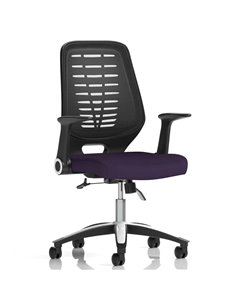 Dynamic Relay Task Operator Chair Bespoke Colour Black Back Tansy Purple With Folding Arms KCUP0512