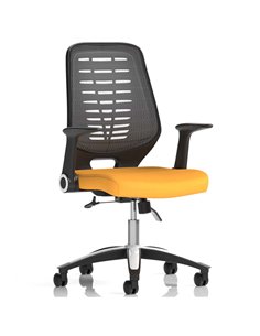 Dynamic Relay Task Operator Chair Bespoke Colour Silver Back Senna Yellow With Folding Arms KCUP0517
